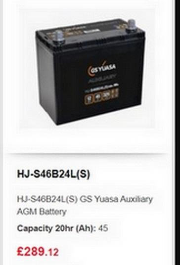 LEXUS IS300H BATTERY GENUINE 12V 45AH AUXILIARY BATTERY 28800