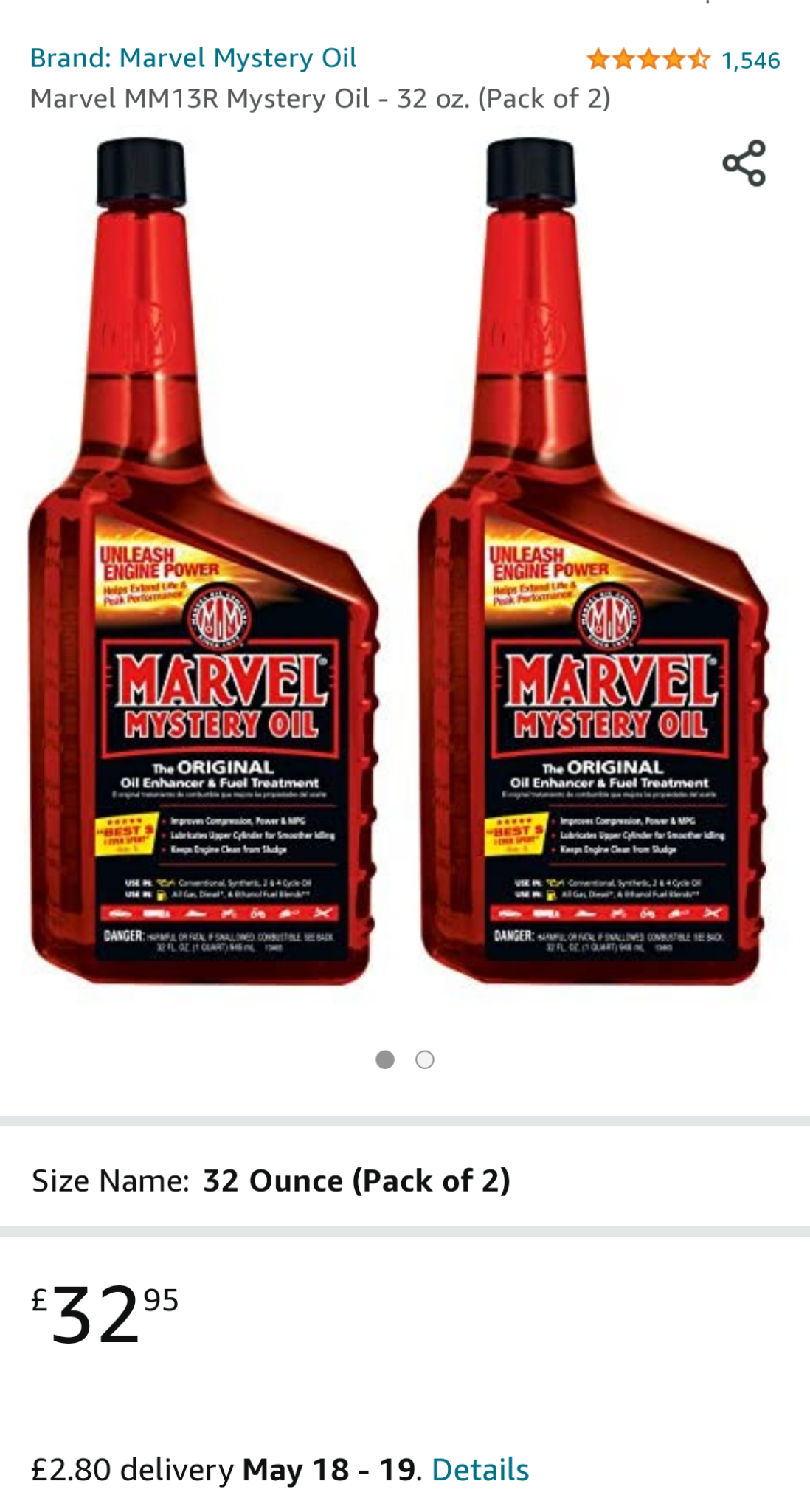 Marvel Mystery Oil - Oil Enhancer and Fuel Treatment, 32 Ounce (Pack of 3)